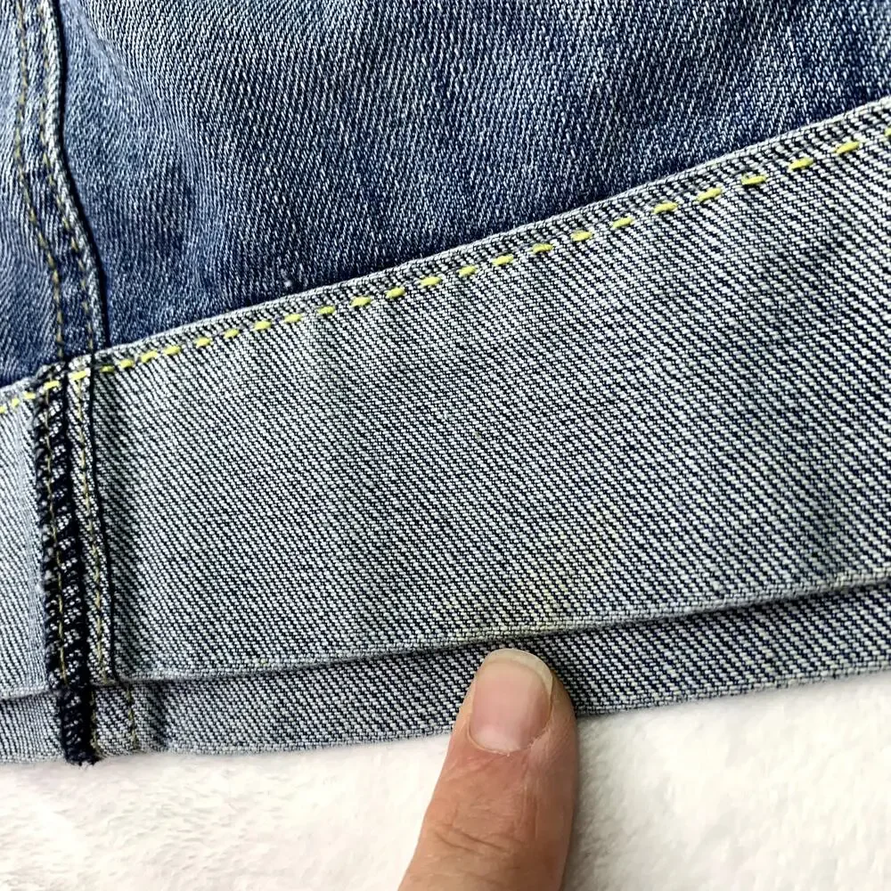 MNG Jeans Womens Size 10 Dark Wash Cut Off Denim Jean Mini Skirt Patchwork Y2K